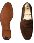 Crockett & Jones - Dark Brown Boston Suede Penny Loafer SHOES Crockett & Jones