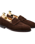Crockett & Jones - Dark Brown Boston Suede Penny Loafer SHOES Crockett & Jones