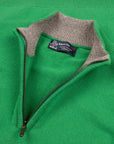 Robert Old - The Bowmore 1/4 Zip Neck Cashmere Sweater - Grasshopper Green CASHMERE Robert Old