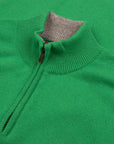 Robert Old - The Bowmore 1/4 Zip Neck Cashmere Sweater - Grasshopper Green CASHMERE Robert Old