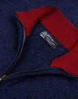 Robert Old - The Bowmore 1/4 Zip Neck Cashmere Sweater - Navy Marl / Russet CASHMERE Robert Old