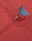 Robert Old - The Bowmore 1/4 Zip Neck Cashmere Sweater - Poppy / Lapis CASHMERE Robert Old