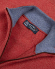 Robert Old - The Bowmore 1/4 Zip Neck Cashmere Sweater - Poppy / Lapis CASHMERE Robert Old
