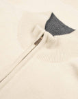 Robert Old - The Bowmore 1/4 Zip Neck Cashmere Sweater - White Undyed / Smog CASHMERE Robert Old