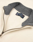 Robert Old - The Bowmore 1/4 Zip Neck Cashmere Sweater - White Undyed / Smog CASHMERE Robert Old