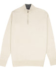 Robert Old - The Bowmore 1/4 Zip Neck Cashmere Sweater - White Undyed / Smog CASHMERE Robert Old