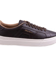 Santoni - Dark Brown Double Buckle Tumbled Leather Sneaker SHOES Santoni