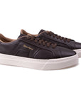 Santoni - Dark Brown Double Buckle Tumbled Leather Sneaker SHOES Santoni