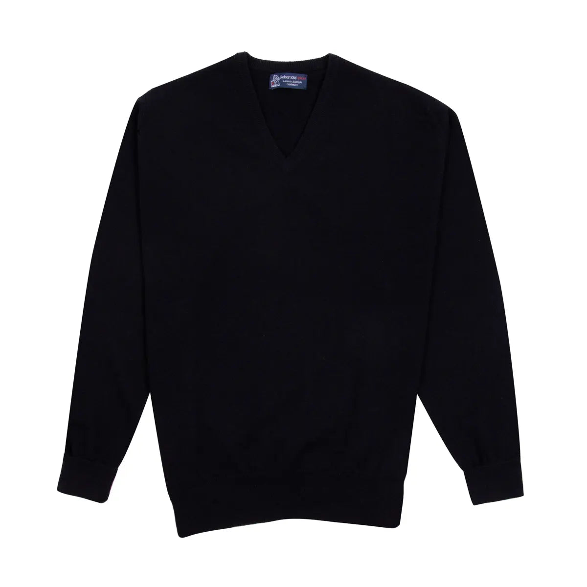 Robert Old - Black Chatsworth 2ply V-Neck Cashmere Sweater CASHMERE Robert Old