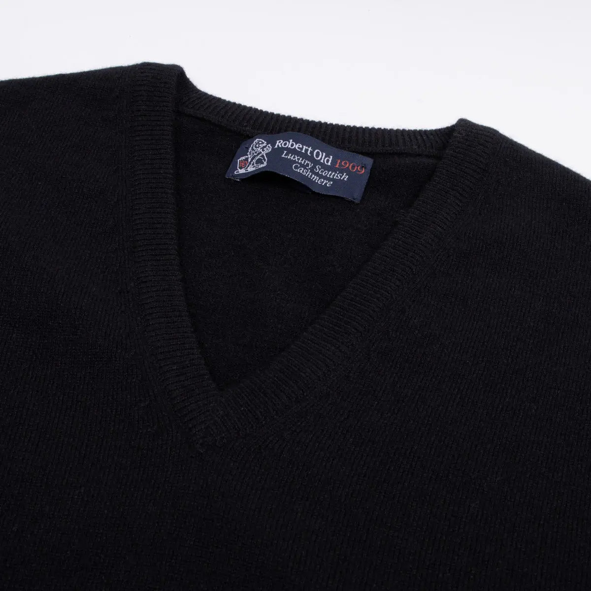 Robert Old - Black Chatsworth 2ply V-Neck Cashmere Sweater CASHMERE Robert Old