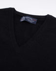 Robert Old - Black Chatsworth 2ply V-Neck Cashmere Sweater CASHMERE Robert Old