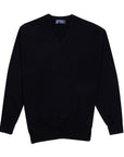 Robert Old - Black Chatsworth 2ply V-Neck Cashmere Sweater CASHMERE Robert Old
