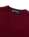 Robert Old - Claret Red Chatsworth 2ply V-Neck Cashmere Sweater CASHMERE Robert Old