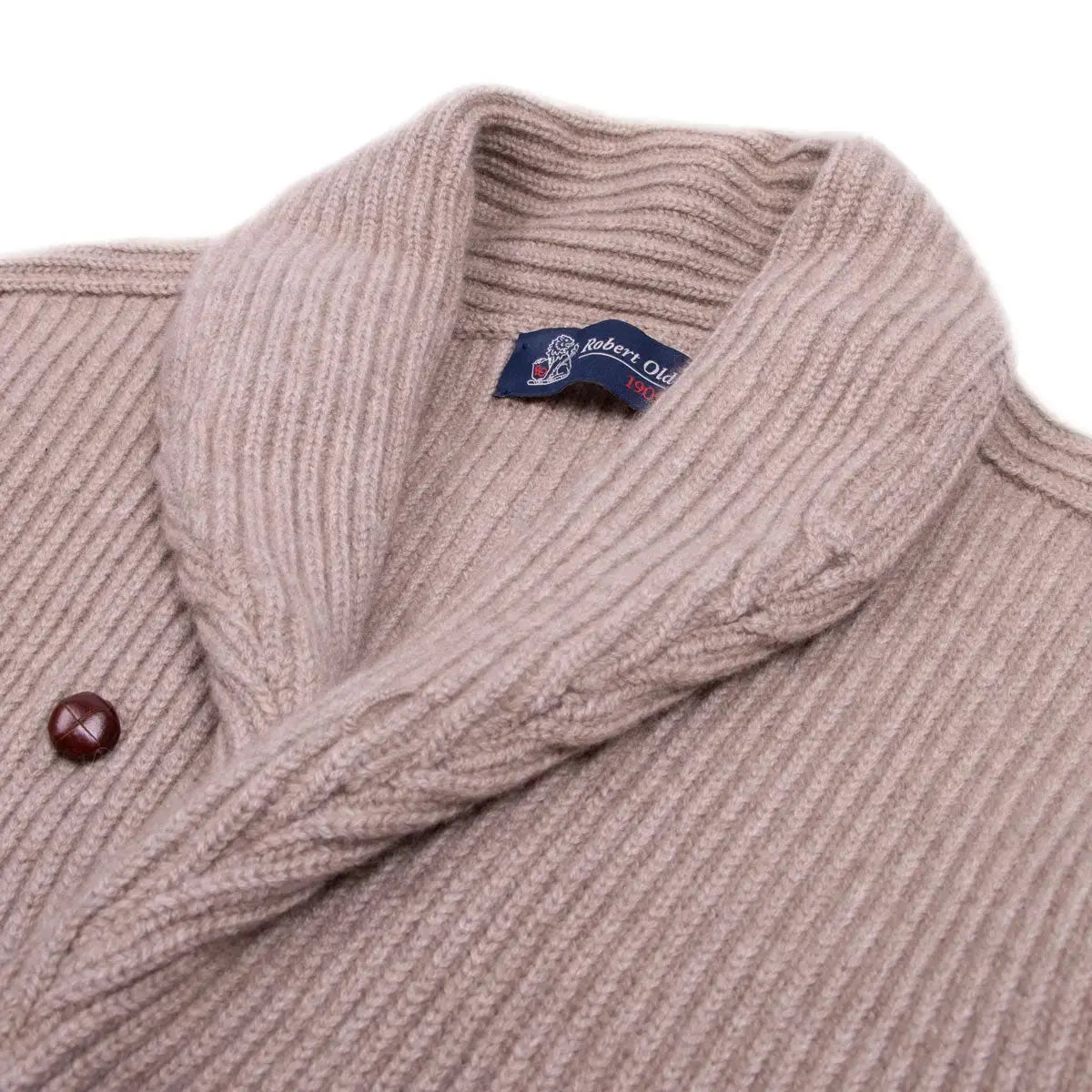 Robert Old - Dark Natural Colonial 8ply Cashmere Shawl Cardigan CASHMERE Robert Old
