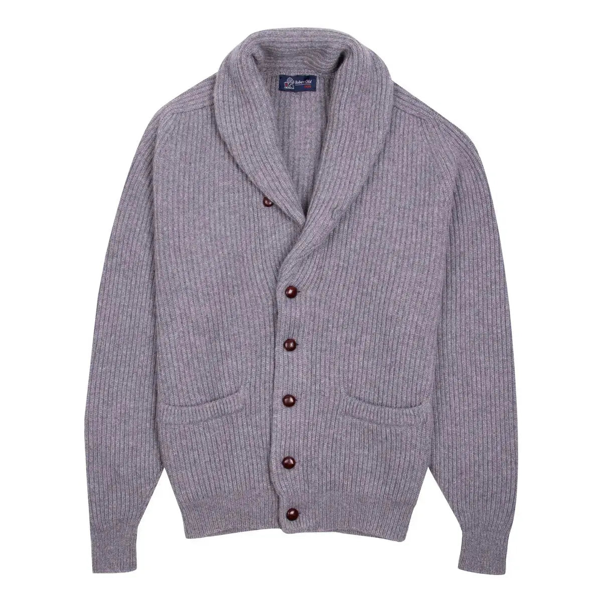 Robert Old - Flannel Grey Colonial 8ply Cashmere Shawl Cardigan CASHMERE Robert Old