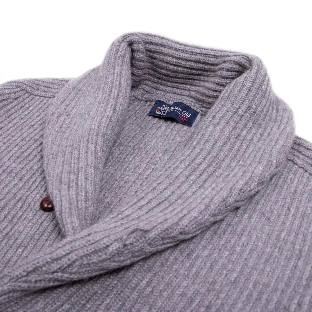 Robert Old - Flannel Grey Colonial 8ply Cashmere Shawl Cardigan CASHMERE Robert Old