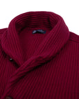 Robert Old - Claret Red Colonial 8ply Cashmere Shawl Cardigan CASHMERE Robert Old