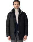 Black Italian Rain System Cashmere and Wool Padded Coat BLOUSONS Mandelli