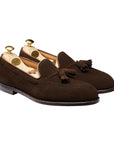 Crockett & Jones - Cavendish Dark Brown Calf Suede Tassel Loafer SHOES Crockett & Jones