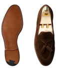 Crockett & Jones - Cavendish Dark Brown Calf Suede Tassel Loafer SHOES Crockett & Jones