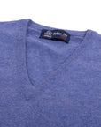 Robert Old - Lapis Blue Chatsworth 2ply V-Neck Cashmere Sweater CASHMERE Robert Old