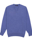 Robert Old - Lapis Blue Chatsworth 2ply V-Neck Cashmere Sweater CASHMERE Robert Old