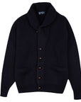 Robert Old - Dark Navy Colonial 8ply Cashmere Shawl Cardigan CASHMERE Robert Old