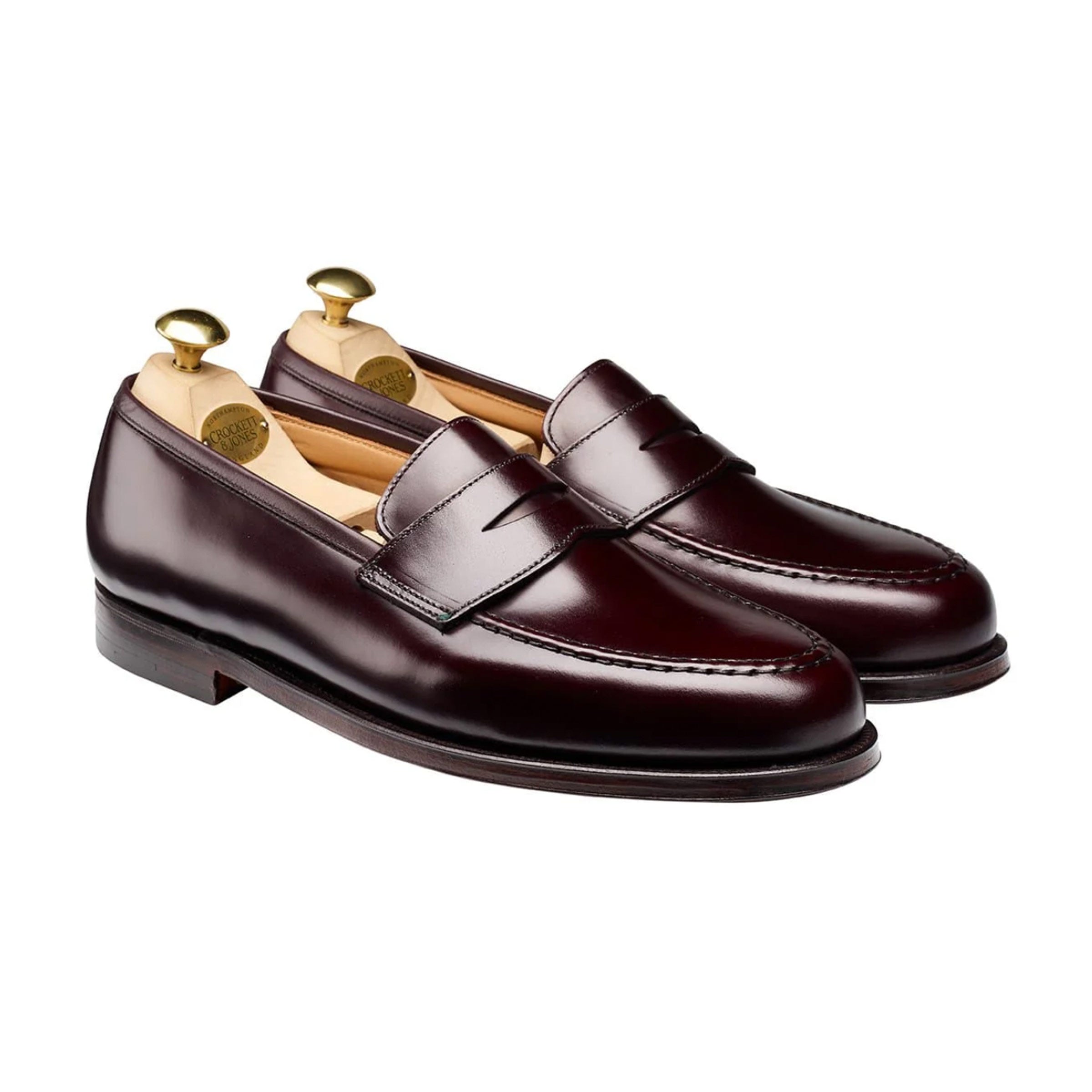 Crockett & Jones - Boston Calf Leather Penny Loafer SHOES Crockett & Jones Burgundy 6UK