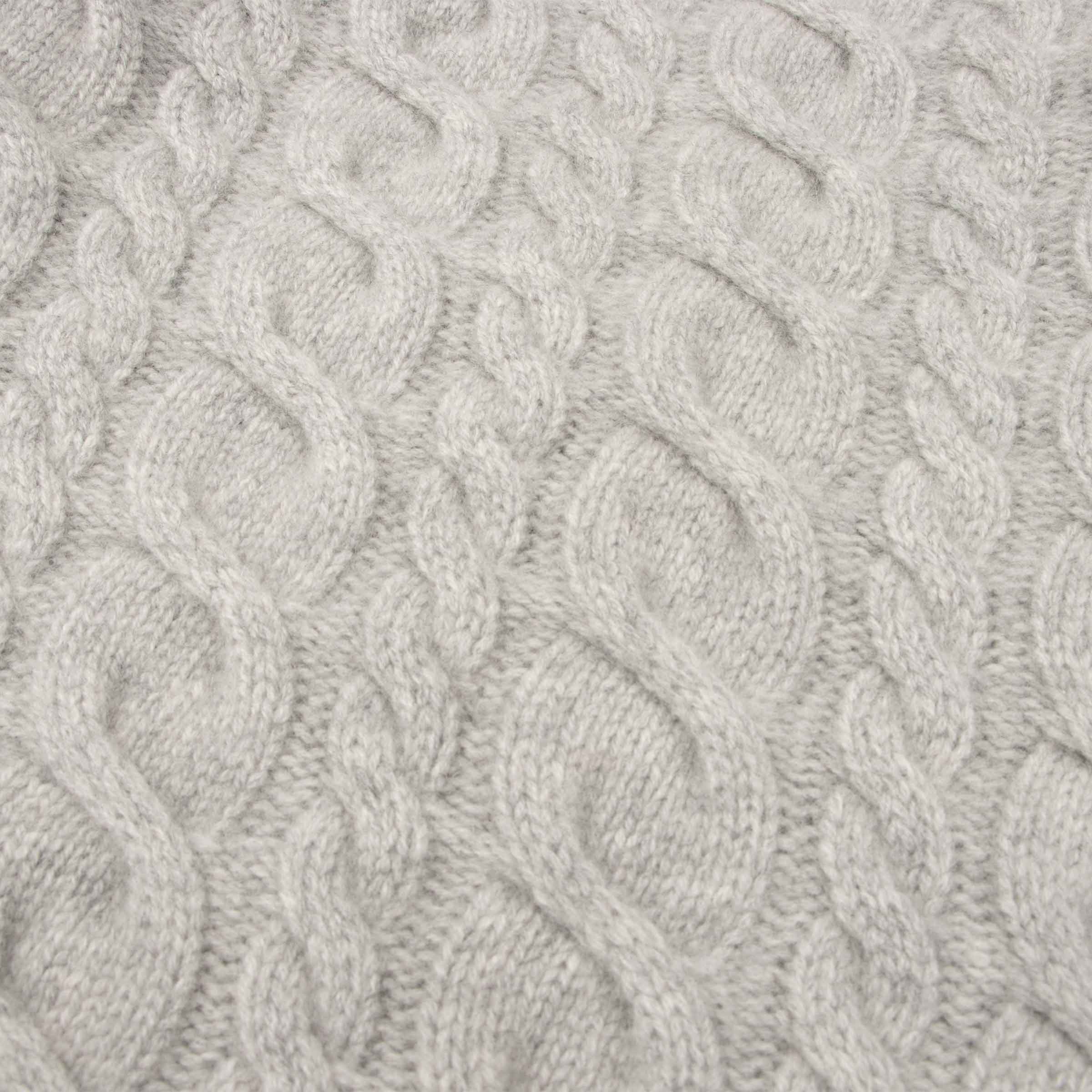 Robert Old - Brume Grey Dalmore 8ply Cashmere Cable Crew Neck