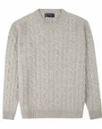 Robert Old - Brume Grey Dalmore 8ply Cashmere Cable Crew Neck