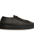 Santoni - Dark Brown Tumbled Leather Fur-lined Sneaker SHOES Santoni