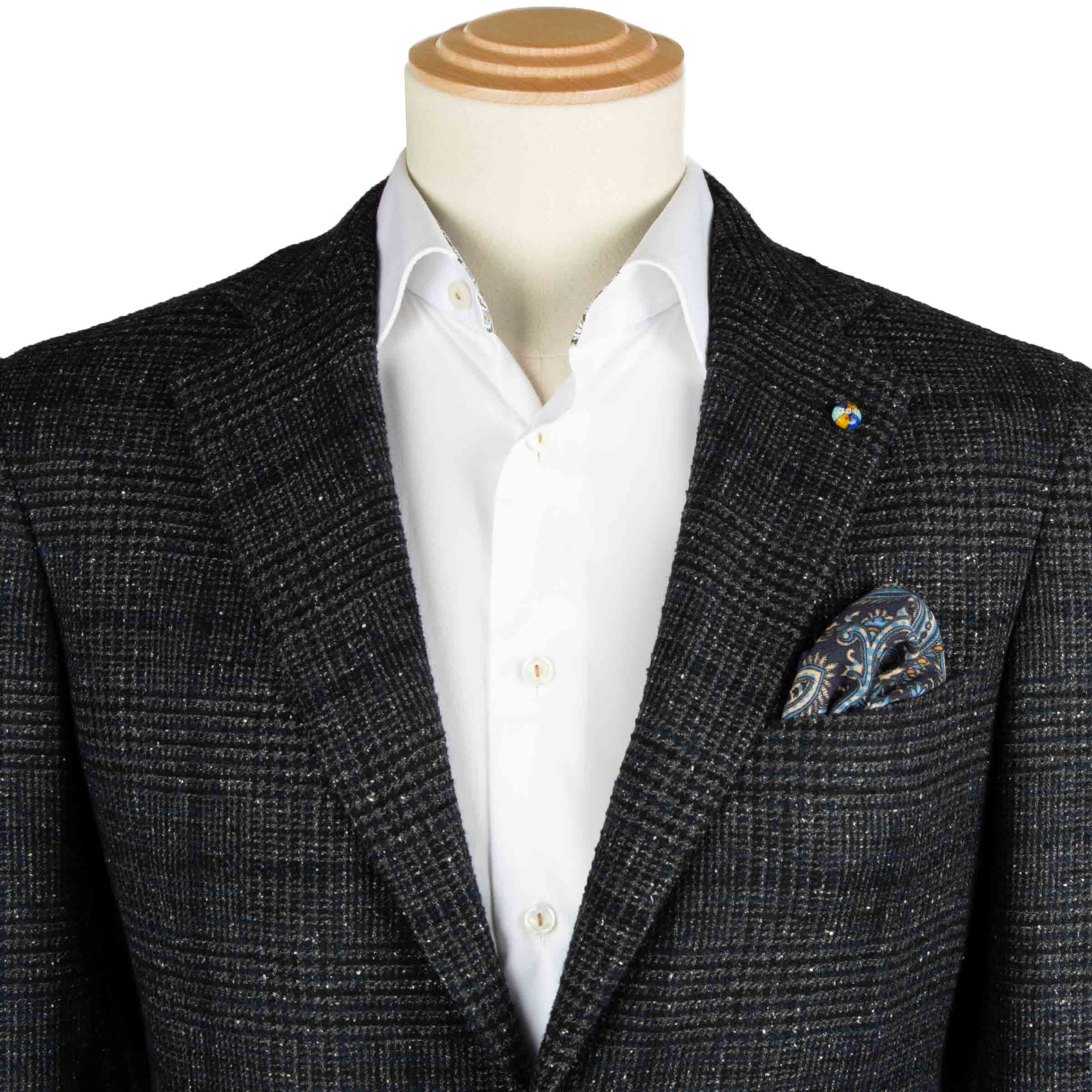 Belvest - Navy & Charcoal Check 'Natural Soft' Wool, Silk & Cashmere Jacket JACKETS Belvest