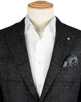 Belvest - Navy & Charcoal Check 'Natural Soft' Wool, Silk & Cashmere Jacket JACKETS Belvest