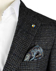 Belvest - Navy & Charcoal Check 'Natural Soft' Wool, Silk & Cashmere Jacket JACKETS Belvest
