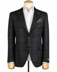 Belvest - Navy & Charcoal Check 'Natural Soft' Wool, Silk & Cashmere Jacket JACKETS Belvest