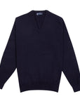 Robert Old - Dark Navy Chatsworth 2ply V-Neck Cashmere Sweater CASHMERE Robert Old