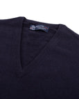 Robert Old - Dark Navy Chatsworth 2ply V-Neck Cashmere Sweater CASHMERE Robert Old