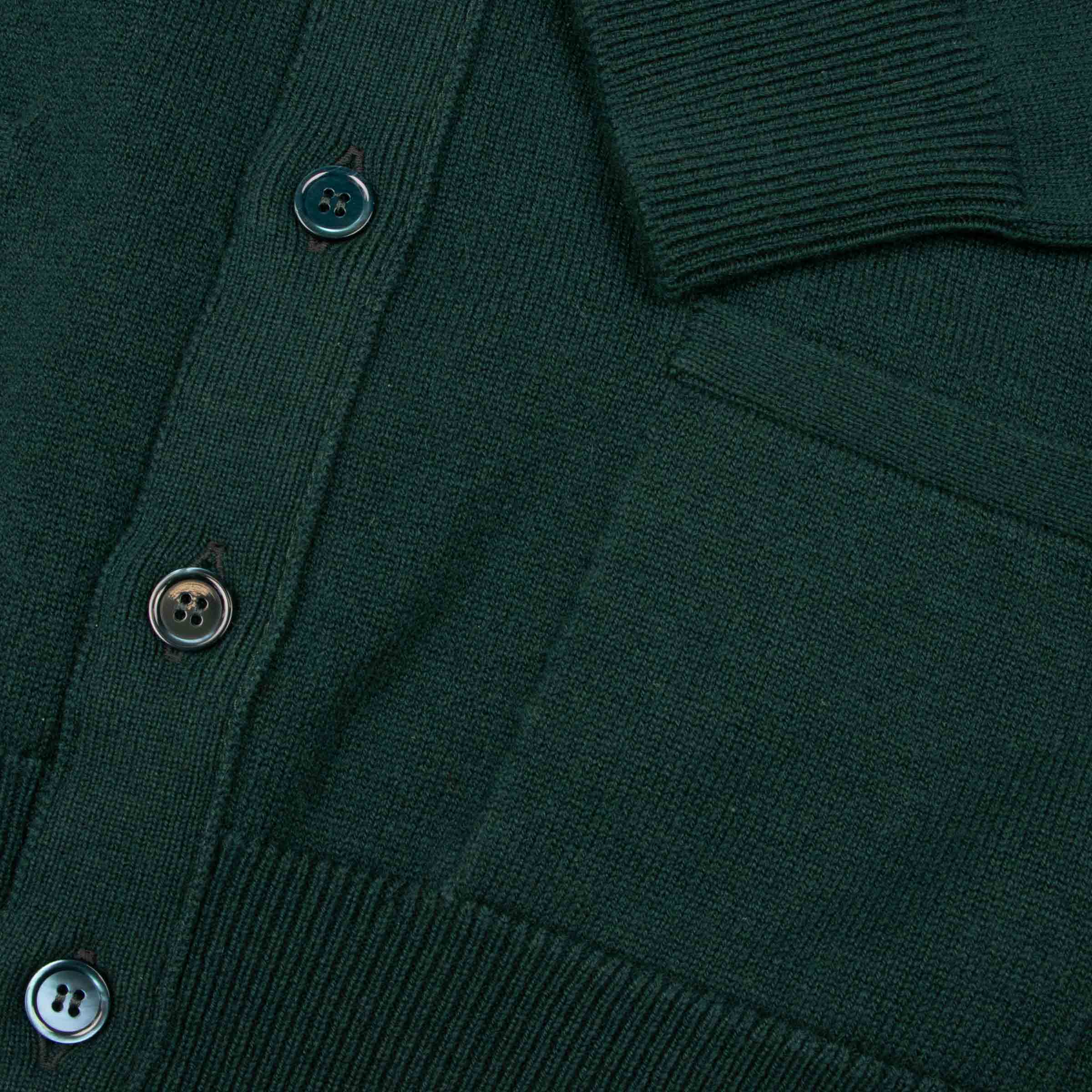 Robert Old - Bottle Green Mallaig 4ply Cashmere Cardigan CASHMERE Robert Old