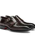 Santoni - Brown Double-Buckle Leather Shoes SHOES Santoni