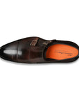 Santoni - Brown Double-Buckle Leather Shoes SHOES Santoni