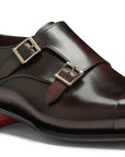 Santoni - Brown Double-Buckle Leather Shoes SHOES Santoni