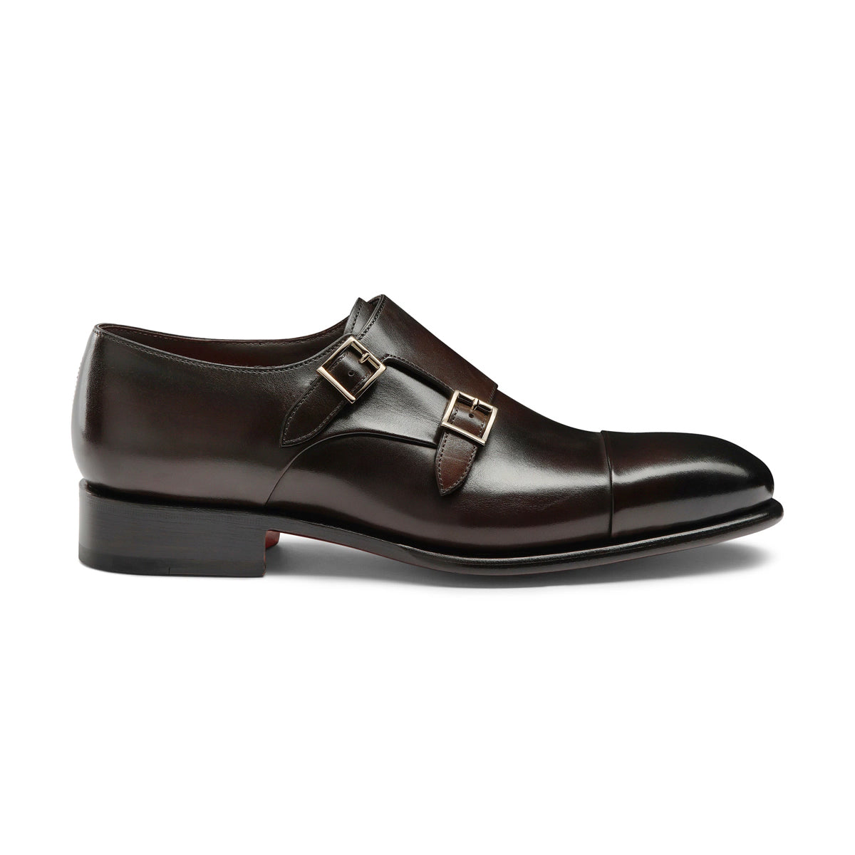 Santoni - Brown Double-Buckle Leather Shoes SHOES Santoni