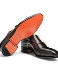 Santoni - Brown Double-Buckle Leather Shoes SHOES Santoni