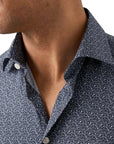 Eton - Dark Blue Micro Floral Signature Twill Slim Fit Shirt L/S SHIRTS Eton