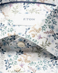 Eton - White with Blue Floral Pattern Signature Twill Contemporary Fit Shirt L/S SHIRTS Eton