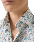 Eton - White with Blue Floral Pattern Signature Twill Contemporary Fit Shirt L/S SHIRTS Eton