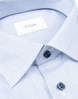 Eton - Navy Stripe Cotton and TENCEL™ Lyocell Slim Fit shirt L/S SHIRTS Eton