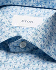 Eton - Light Blue Floral Signature Poplin Slim Fit Shirt L/S SHIRTS Eton