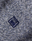 Fedeli - Blue Melange 'Ande' Cable Knit Alpaca Wool Zip Neck Sweater