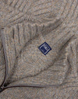 Fedeli - Flannel Melange 'Ande' Cable Knit Alpaca Wool Half Zip Sweater